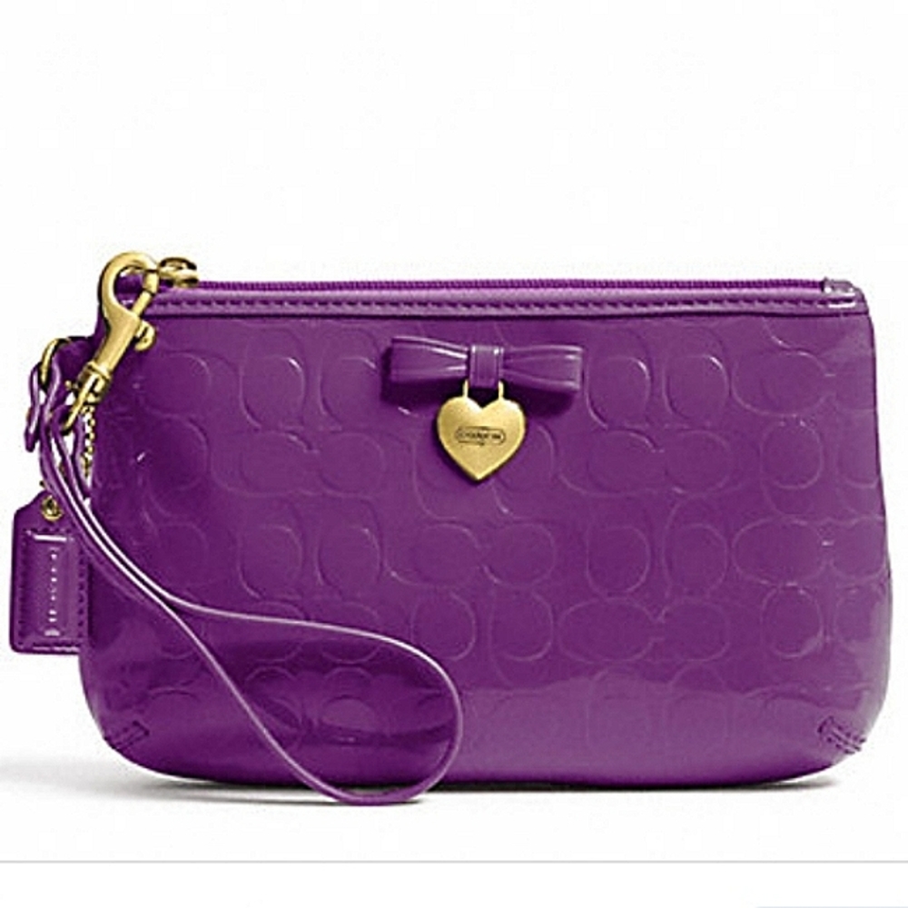 Brand New COACH Purple Iris Signature Liquid Gloss Wristlet